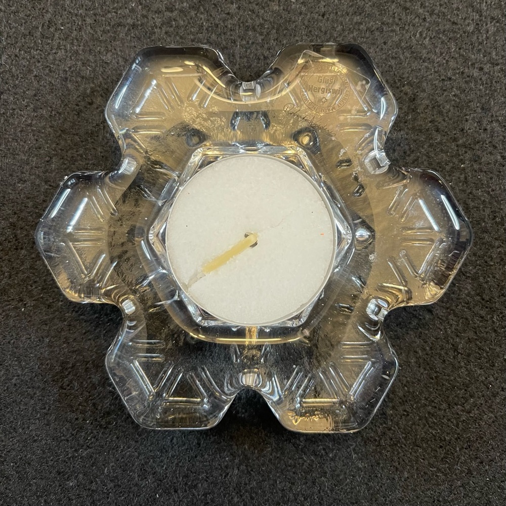 Giasi Hergiswil Swiss Cristallo Luce Clear Candle Holder with Candle